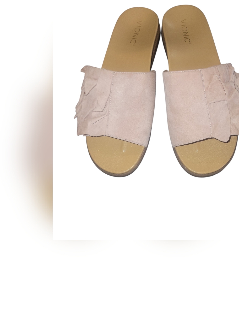 Vionic Roni Women's Adjustable Hook & Loop Fastener Pink Suede Slide Sandals 9.5 - Picture 2 of 9